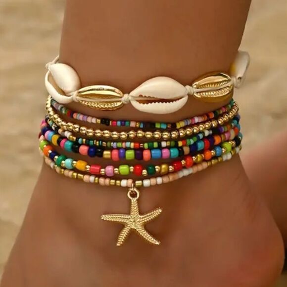 Colorful Seashell Ankle Bracelet - Picture 2 of 2